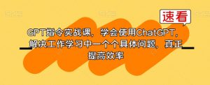 GPT指令实战课,学会使用ChatGPT,解决工作学习中一个个具体问题,真正提高效率-52资源库