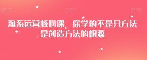 淘系运营核心课,你学的不是只方法是创造方法的根源-52资源库
