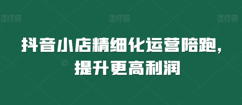 抖音小店精细化运营陪跑，提升更高利润-52资源库