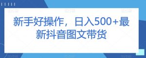 新手好操作,日入500+最新抖音图文带货【揭秘】-52资源库