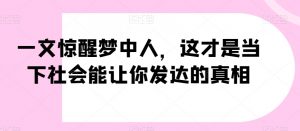一文惊醒梦中人,这才是当下社会能让你发达的真相【公众号付费文章】-52资源库
