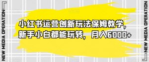 小红书运营创新玩法保姆教学,新手小白都能玩转,月入6000+【揭秘】-52资源库