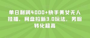 单日利润4000+快手美女无人挂播,网盘拉新3.0玩法,男粉转化超高【揭秘】-52资源库