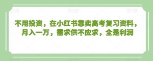 不用投资,在小红书靠卖高考复习资料,月入一万,需求供不应求,全是利润【揭秘】-52资源库