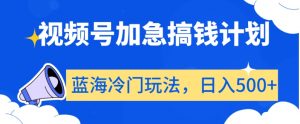 视频号加急搞钱计划,蓝海冷门玩法,日入500+【揭秘】-52资源库