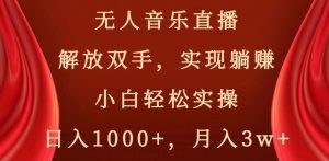 无人音乐直播,解放双手,实现躺赚,小白轻松实操,日入1000+,月入3w+【揭秘】-52资源库