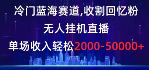 冷门蓝海赛道,收割回忆粉,无人挂机直播,单场收入轻松2000-5w+【揭秘】-52资源库