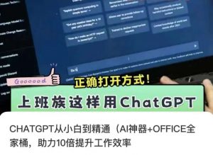CHATGPT从小白到精通,AI神器+OFFICE全家桶,助力10倍提升工作效率-52资源库