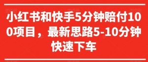小红书和快手5分钟赔付100项目,最新思路5-10分钟快速下车【仅揭秘】-52资源库