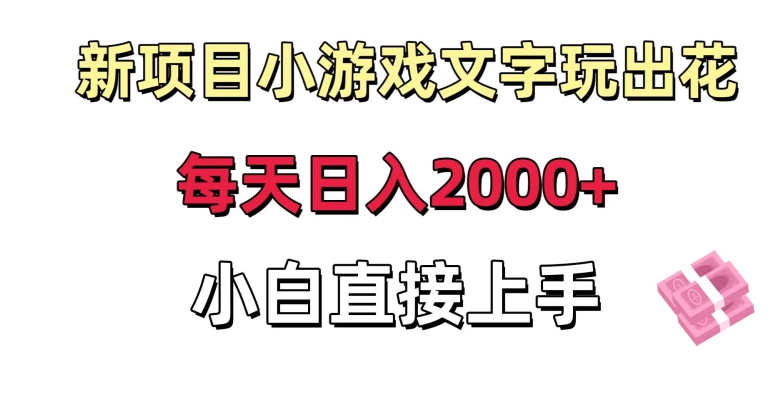 新项目小游戏文字玩出花日入2000+，每天只需一小时，小白直接上手【揭秘】-52资源库