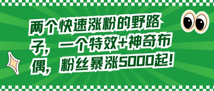 两个快速涨粉的野路子，一个特效+神奇布偶，粉丝暴涨5000起【揭秘】-52资源库
