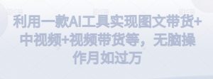 利用一款AI工具实现图文带货+中视频+视频带货等,无脑操作月如过万【揭秘】-52资源库