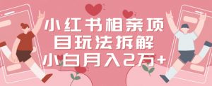 小红书相亲项目玩法拆解,有人通过这个副业项目做到了月收入2万多【揭秘】-52资源库
