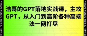 浩哥的GPT落地实战课,主攻GPT,从入门到高阶各种高端法一网打尽-52资源库