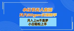 小红书无人直播月入30gmv实操教学,月入上w不是梦,小白轻松上手【揭秘】-52资源库