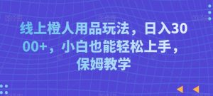 线上橙人用品玩法,日入3000+,小白也能轻松上手,保姆教学【揭秘】-52资源库