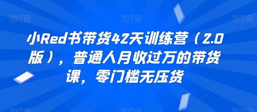 小Red书带货42天训练营（2.0版），普通人月收过万的带货课，零门槛无压货-52资源库