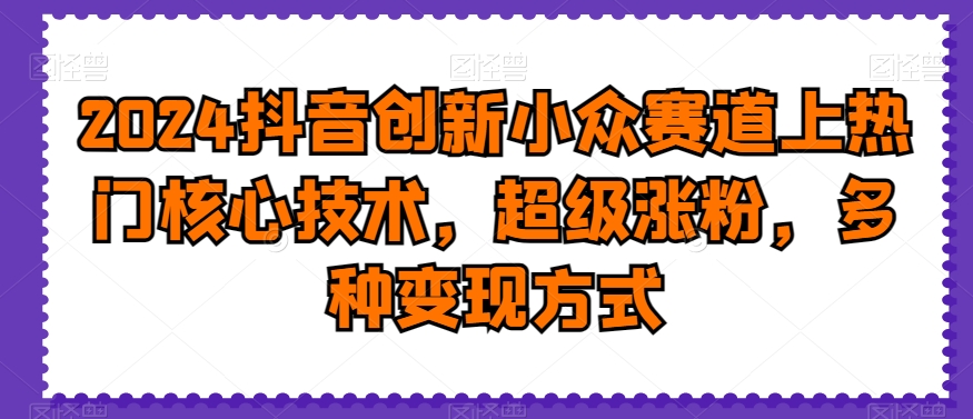 2024抖音创新小众赛道上热门核心技术，超级涨粉，多种变现方式【揭秘】-52资源库
