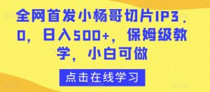 全网首发小杨哥切片IP3.0,日入500+,保姆级教学,小白可做【揭秘】-52资源库