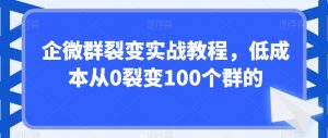 企微群裂变实战教程,低成本从0裂变100个群的-52资源库