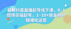 最新抖音直播起号线下课,0~1现场实操起号,1~10+放量稳号精细化运营-52资源库