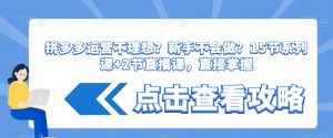 拼多多运营不理想?新手不会做?15节系列课+2节直播课,直接掌握-52资源库