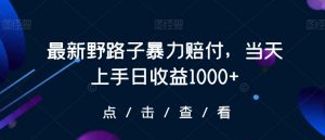 最新野路子暴力赔付,当天上手日收益1000+【仅揭秘】-52资源库