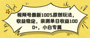 视频号最新100%原创玩法,收益稳定,亲测单日收益1000+,小白专属【揭秘】-52资源库