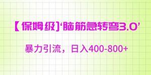 保姆级脑筋急转弯3.0,暴力引流,日入400-800+【揭秘】-52资源库
