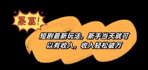 短剧最新玩法,新手当天就可以有收入,收入轻松破万【揭秘】-52资源库