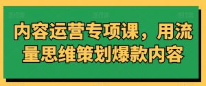 内容运营专项课,用流量思维策划爆款内容-52资源库