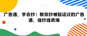 广告语,学会抄!教你抄被验证过的广告语,谁抄谁卖爆-52资源库