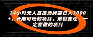 24小时无人直播汤姆猫日入2000+,长期可玩的项目,爆裂变现,一定要做的项目【揭秘】-52资源库