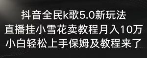 抖音全民k歌5.0新玩法,直播挂小雪花卖教程月入10万,小白轻松上手,保姆及教程来了【揭秘】-52资源库