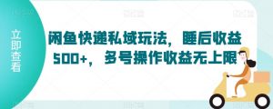 闲鱼快递私域玩法,睡后收益500+,多号操作收益无上限【揭秘】-52资源库