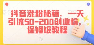 抖音涨粉秘籍,一天引流50-200创业粉,保姆级教程【揭秘】-52资源库