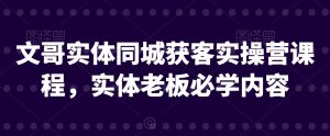 文哥实体同城获客实操营课程,实体老板必学内容-52资源库