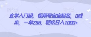 玄学入门级,视频号宝宝起名,0成本,一单268,轻松日入1000+【揭秘】-52资源库