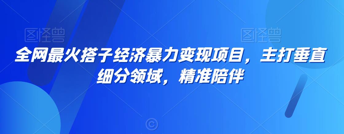 全网最火搭子经济暴力变现项目，主打垂直细分领域，精准陪伴【揭秘】-52资源库