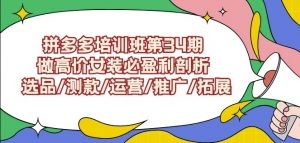 拼多多培训班第34期:做高价女装必盈利剖析选品/测款/运营/推广/拓展-52资源库