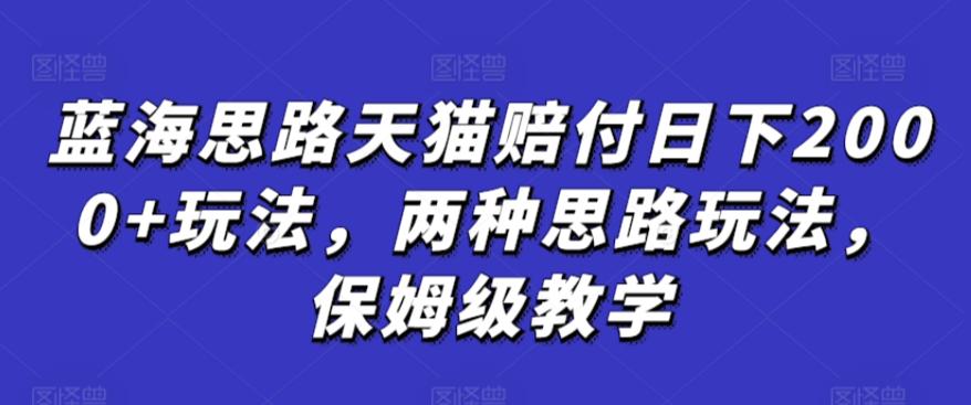 蓝海思路天猫赔付日下2000+玩法，两种思路玩法，保姆级教学【仅揭秘】-52资源库