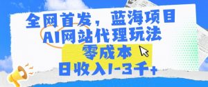 全网首发,蓝海项目,AI网站代理玩法,零成本日收入1-3千+【揭秘】-52资源库