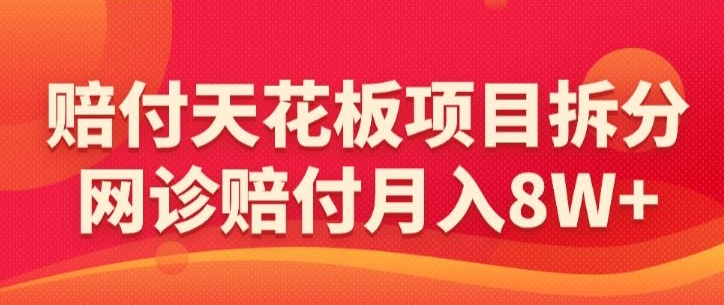 赔付天花板项目拆分，网诊赔付月入8W+-【仅揭秘】-52资源库