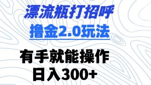 漂流瓶打招呼撸金2.0玩法，有手就能做，日入300+【揭秘】-52资源库