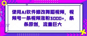 使用AI软件修改舞蹈视频,视频号一条视频涨粉3000+,条条原创,流量巨大【揭秘】-52资源库