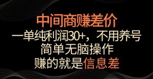 中间商赚差价,一单纯利润30+,简单无脑操作,赚的就是信息差,轻轻松松日入1000+【揭秘】-52资源库
