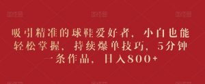 吸引精准的球鞋爱好者,小白也能轻松掌握,持续爆单技巧,5分钟一条作品,日入800+【揭秘】-52资源库