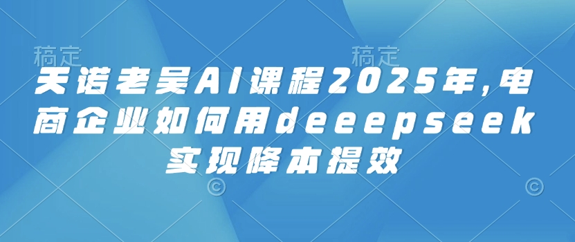 天诺老吴AI课程2025年，电商企业如何用deeepseek实现降本提效-52资源库